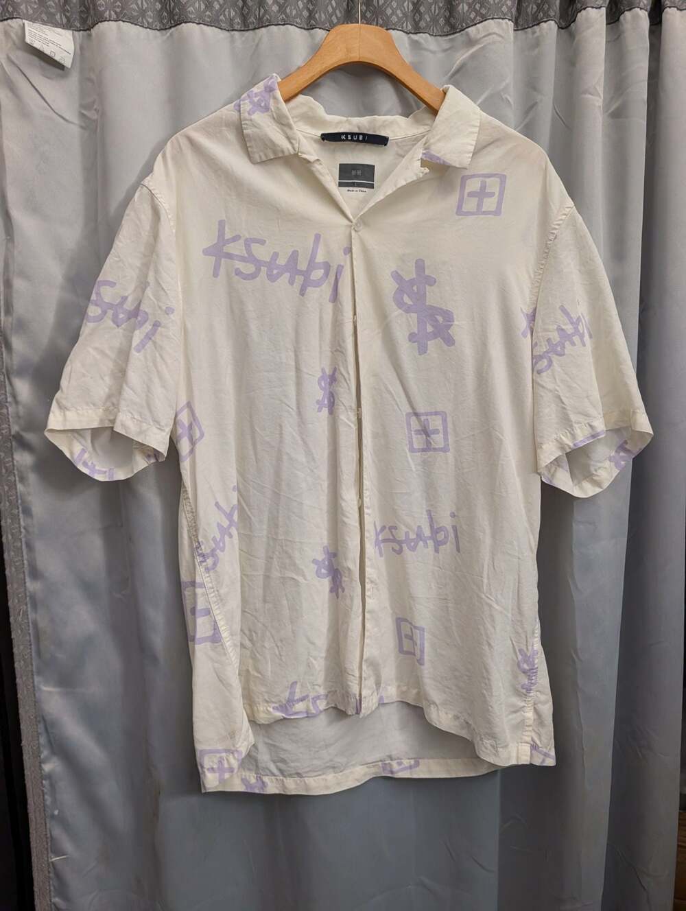 Ksubi Kash Box Resort Short Sleeve Shirt White Purple L